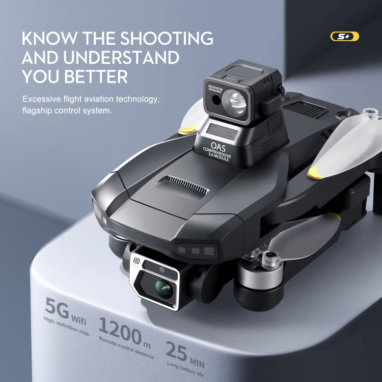LSRC-S+ 5GHz 6K Dual Camera GPS Aerial RC Drone Quadcopter, Model:Laser Obstacle Avoidance(Black)