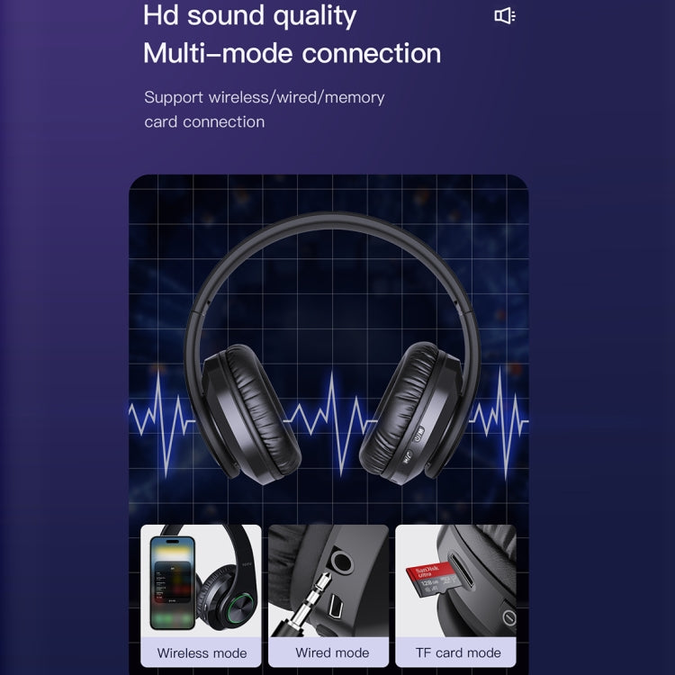TOTUDESIGN B39 Wireless Bluetooth V5.0 Foldable Headphones(Black)
