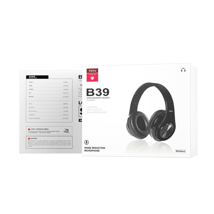 TOTUDESIGN B39 Wireless Bluetooth V5.0 Foldable Headphones(Black)