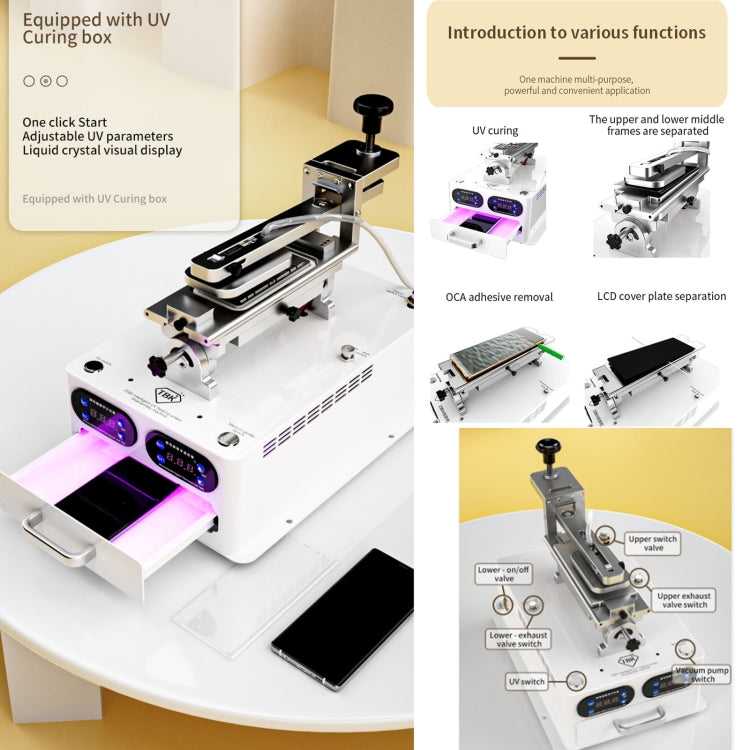 TBK 258S Intelligent Multi-function UV Cured Disassembly Machine, Plug:UK Plug