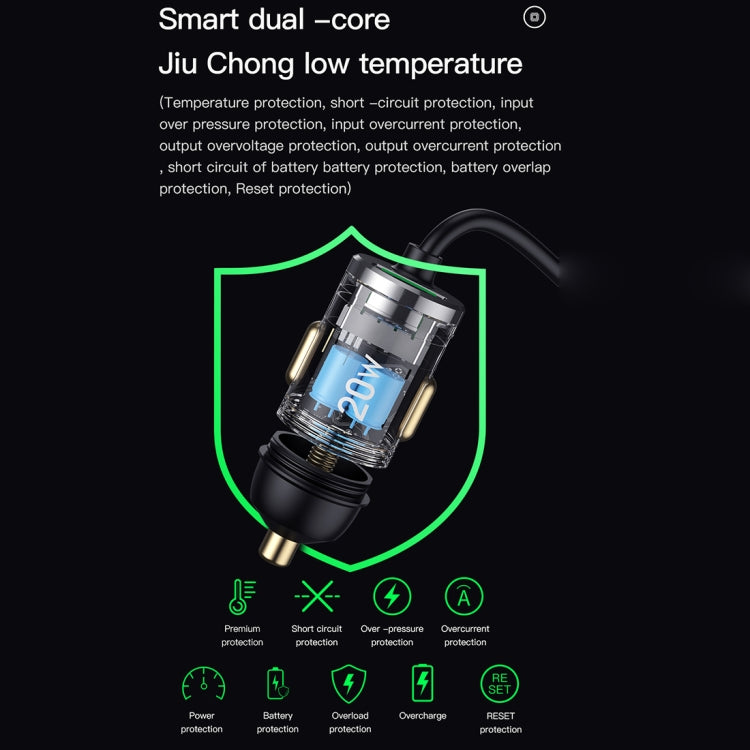 TOTUDESIGN 20W USB Car Fast Charging, Cable Length: 1.2m, Interface:USB-C / Type-C(Grey)