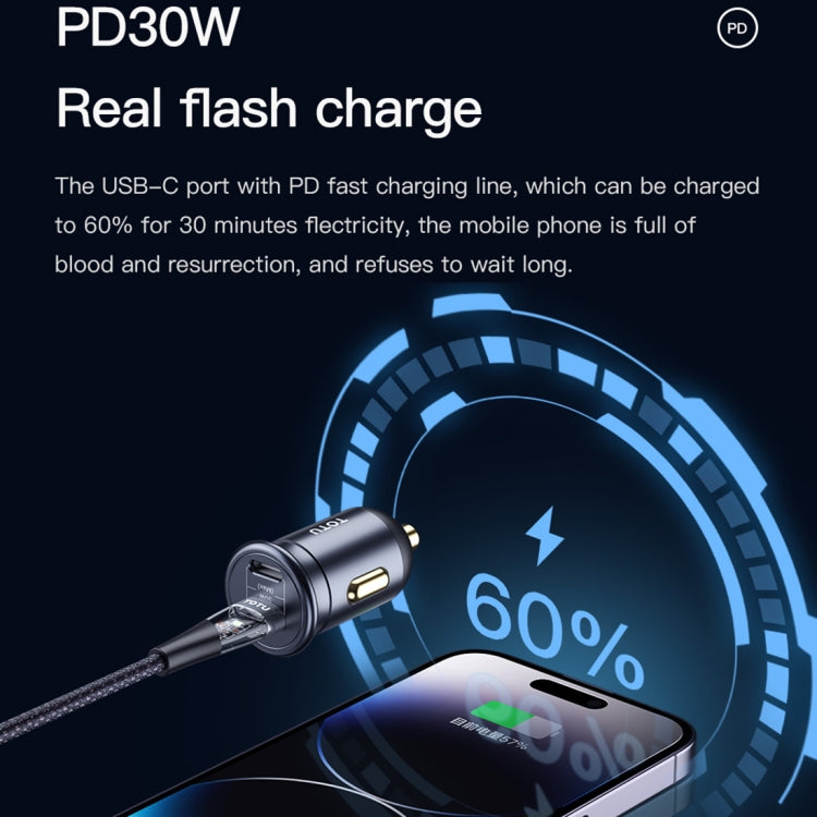 TOTUDESIGN 30W Car Fast Charging, Interface:USB-C / Typ-C + USB-C / Typ-C