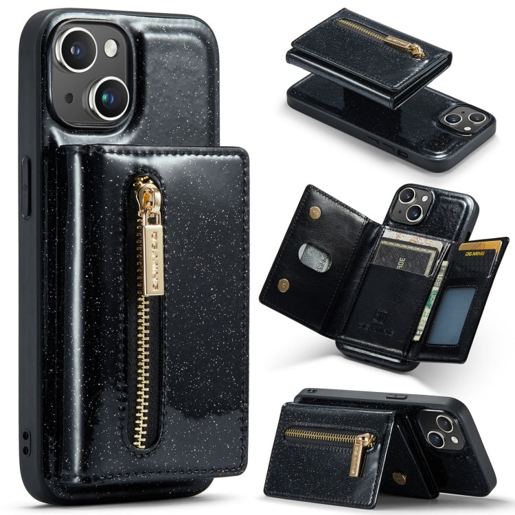 For iPhone 14 DG.MING M3 Series Glitter Powder Card Bag Leather Case