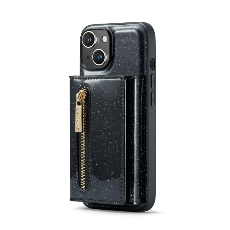 For iPhone 14 DG.MING M3 Series Glitter Powder Card Bag Leather Case