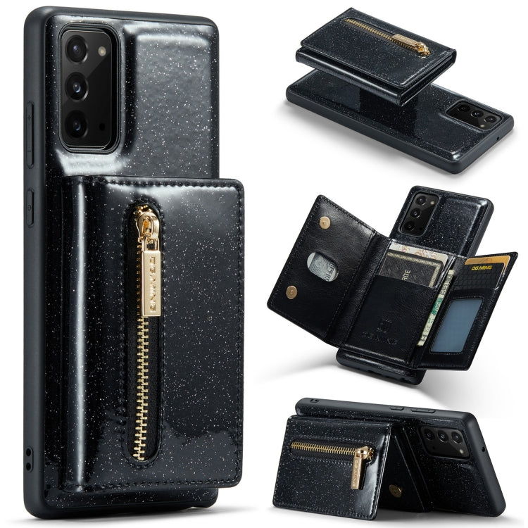 For Samsung Galaxy Note20 DG.MING M3 Series Glitter Powder Card Bag Leather Case