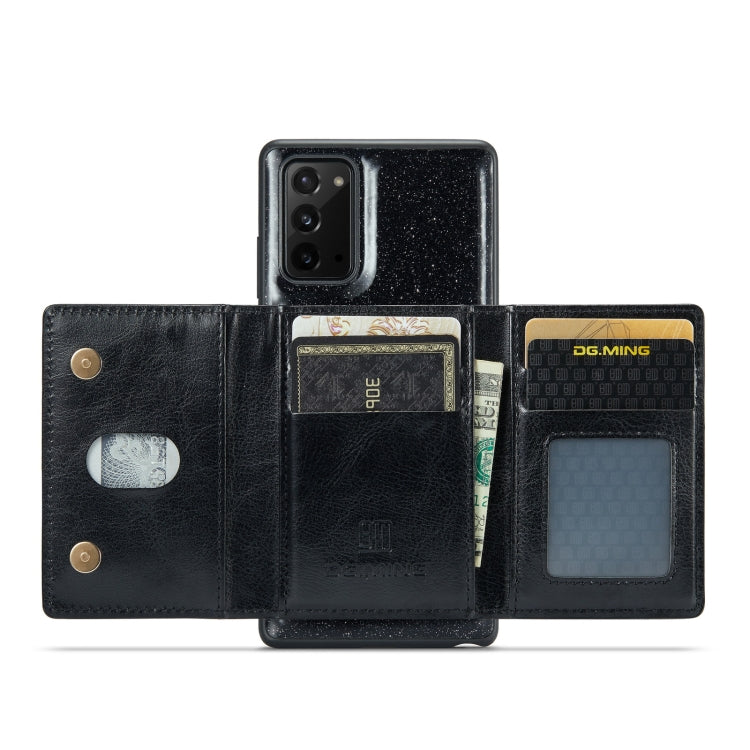 For Samsung Galaxy Note20 DG.MING M3 Series Glitter Powder Card Bag Leather Case