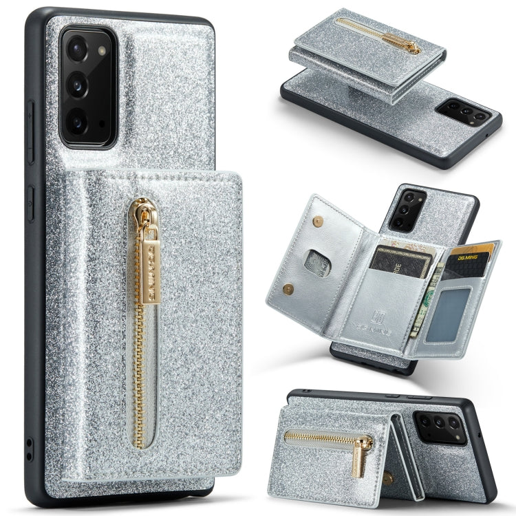 For Samsung Galaxy Note20 DG.MING M3 Series Glitter Powder Card Bag Leather Case