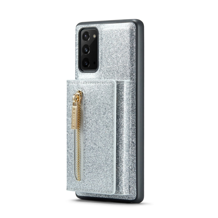 For Samsung Galaxy Note20 DG.MING M3 Series Glitter Powder Card Bag Leather Case