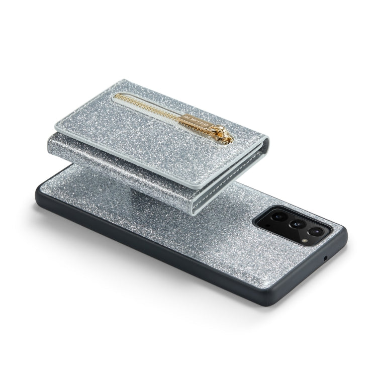 For Samsung Galaxy Note20 DG.MING M3 Series Glitter Powder Card Bag Leather Case