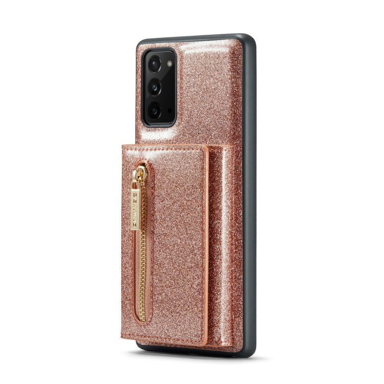 For Samsung Galaxy Note20 DG.MING M3 Series Glitter Powder Card Bag Leather Case