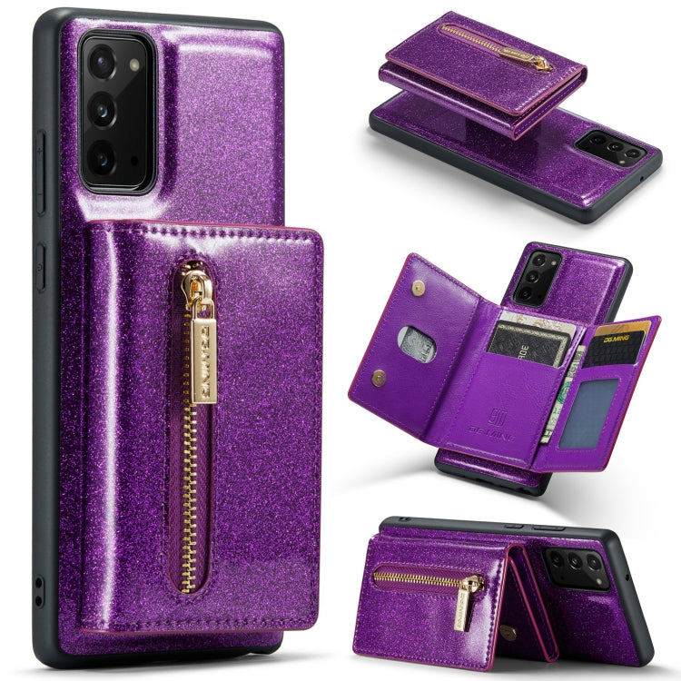 For Samsung Galaxy Note20 DG.MING M3 Series Glitter Powder Card Bag Leather Case