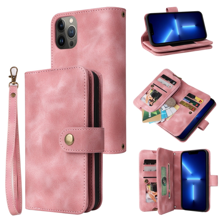 For iPhone 12 Pro Multifunctional Card Slot Zipper Wallet Flip Leather Phone Case