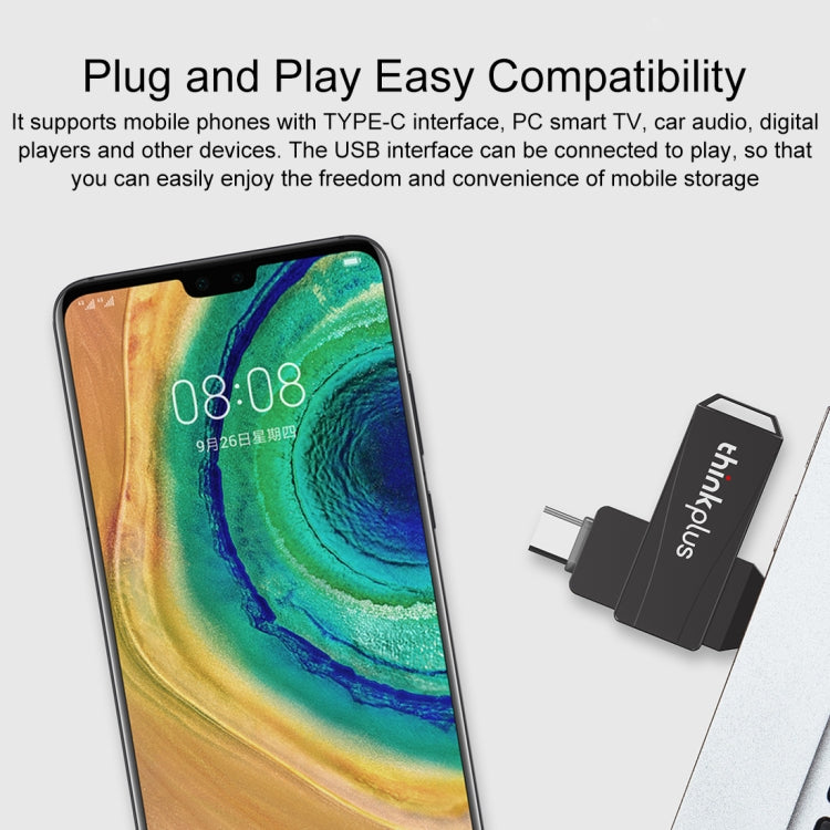 Lenovo Thinkplus MU252 USB 3.1 + USB-C / Type-C Flash Drive, Memory:64GB