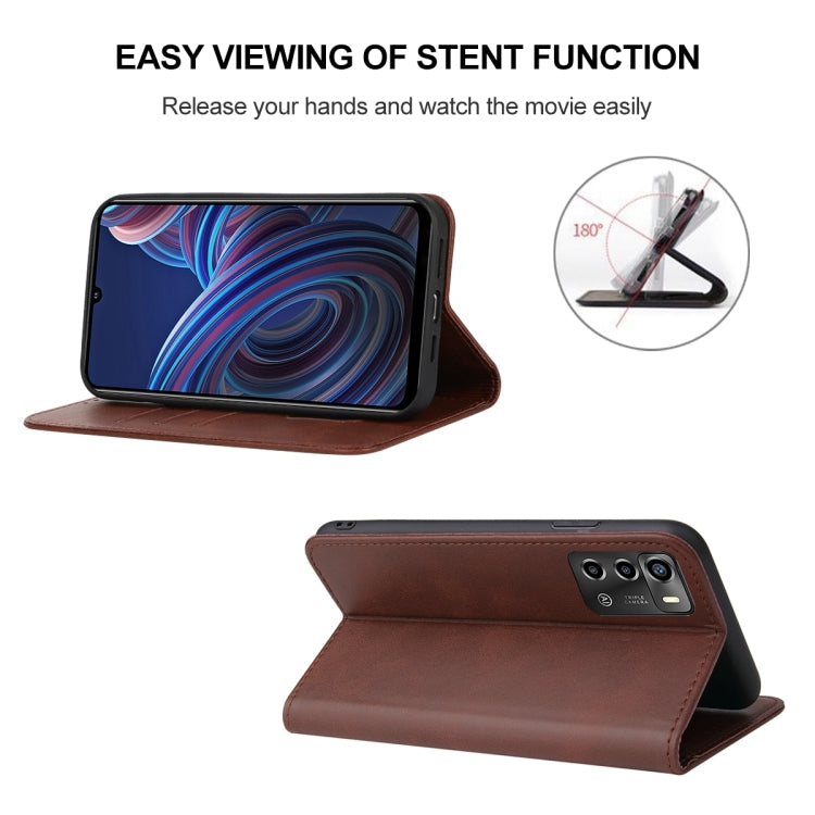 For ZTE Blade A72 2022 Magnetic Closure Leather Phone Case