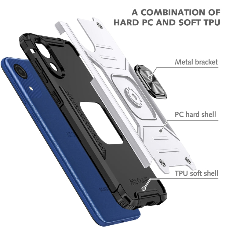For Samsung Galaxy A03 Core Magnetic Armor Shockproof TPU + PC Phone Case with Metal Ring Holder