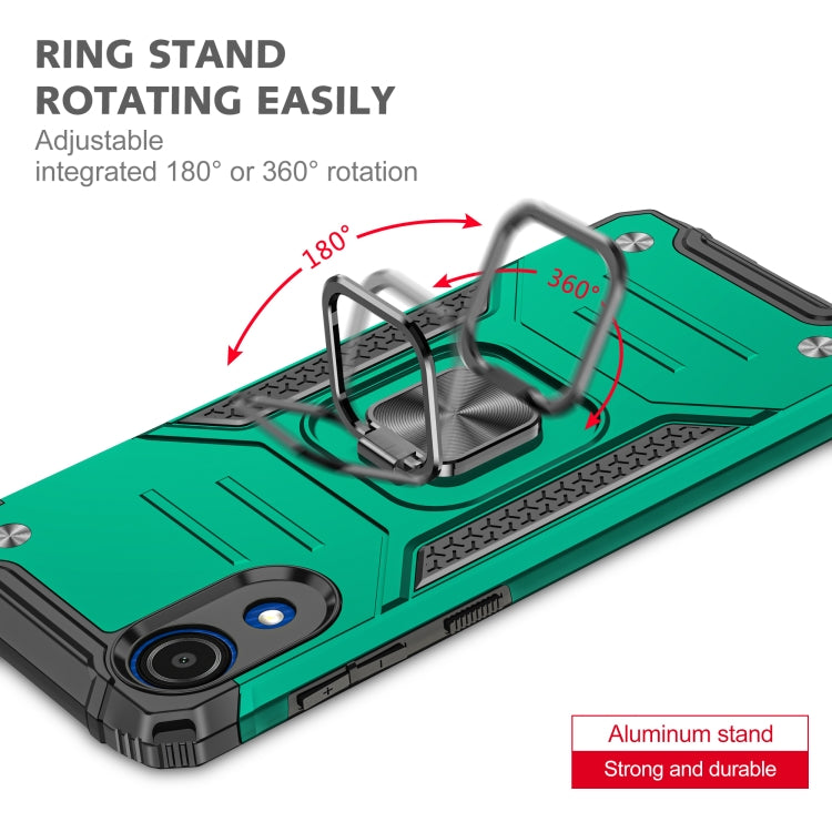 For Samsung Galaxy A03 Core Magnetic Armor Shockproof TPU + PC Phone Case with Metal Ring Holder