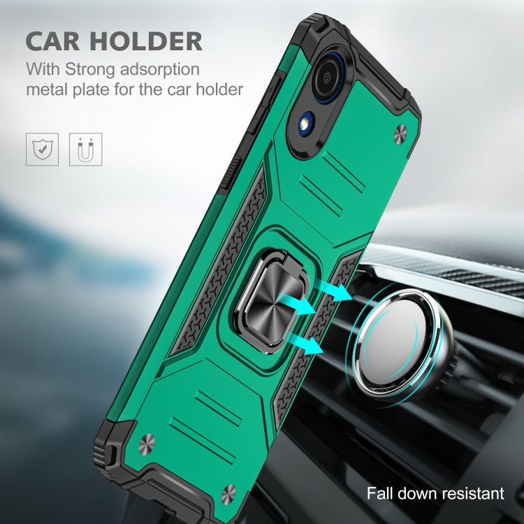 For Samsung Galaxy A03 Core Magnetic Armor Shockproof TPU + PC Phone Case with Metal Ring Holder
