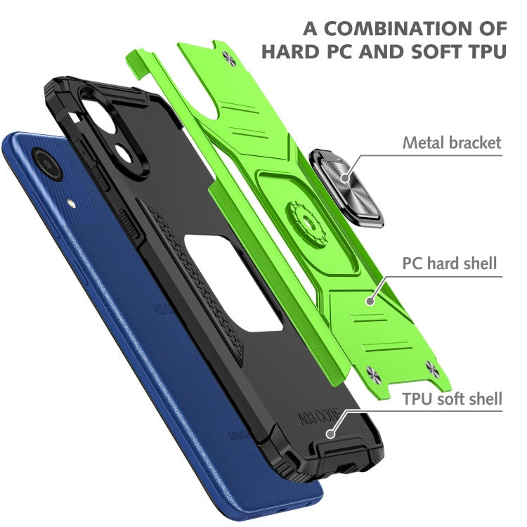 For Samsung Galaxy A03 Core Magnetic Armor Shockproof TPU + PC Phone Case with Metal Ring Holder