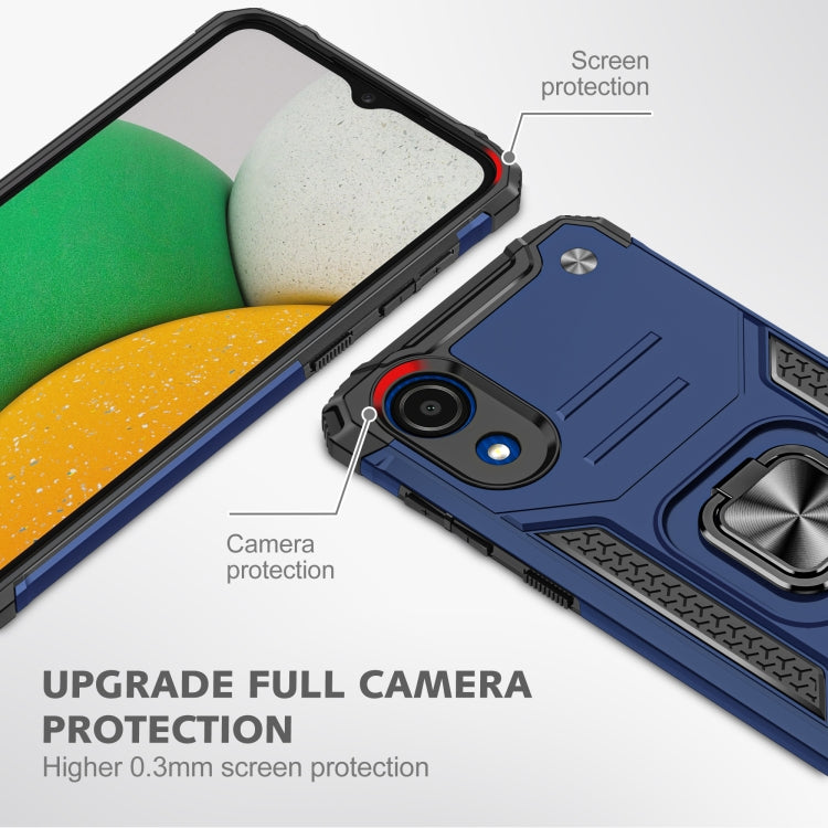 For Samsung Galaxy A03 Core Magnetic Armor Shockproof TPU + PC Phone Case with Metal Ring Holder