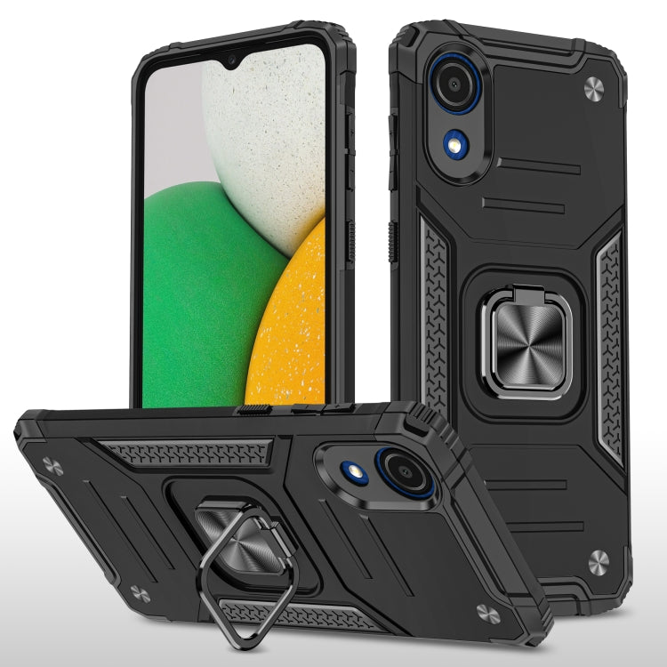 For Samsung Galaxy A03 Core Magnetic Armor Shockproof TPU + PC Phone Case with Metal Ring Holder