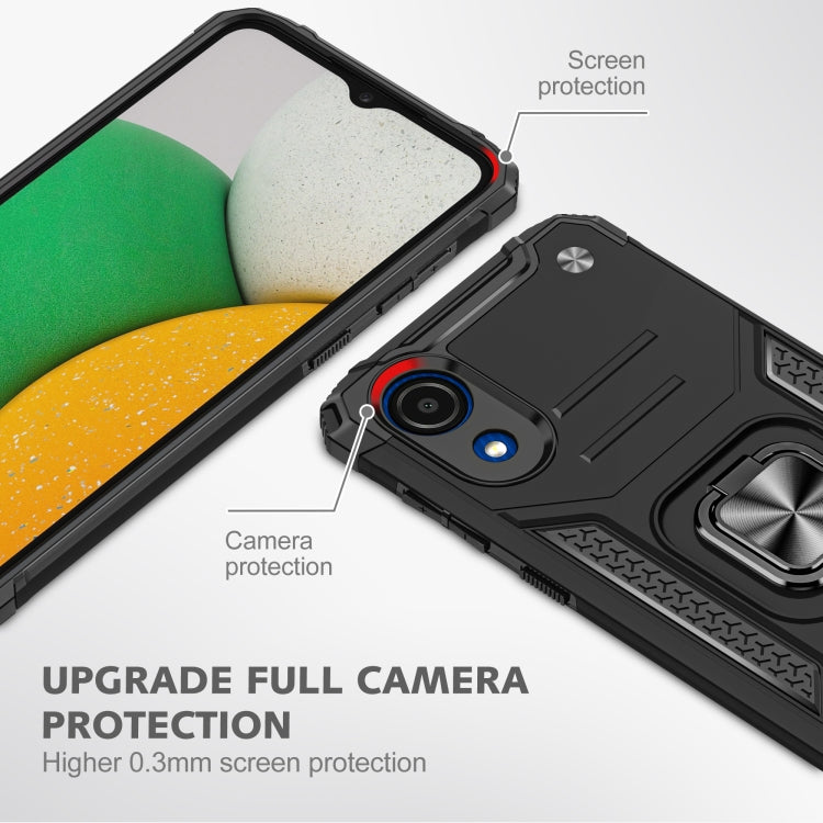 For Samsung Galaxy A03 Core Magnetic Armor Shockproof TPU + PC Phone Case with Metal Ring Holder