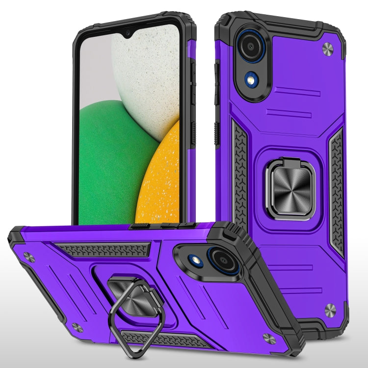 For Samsung Galaxy A03 Core Magnetic Armor Shockproof TPU + PC Phone Case with Metal Ring Holder
