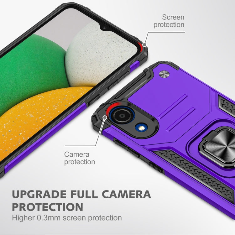 For Samsung Galaxy A03 Core Magnetic Armor Shockproof TPU + PC Phone Case with Metal Ring Holder