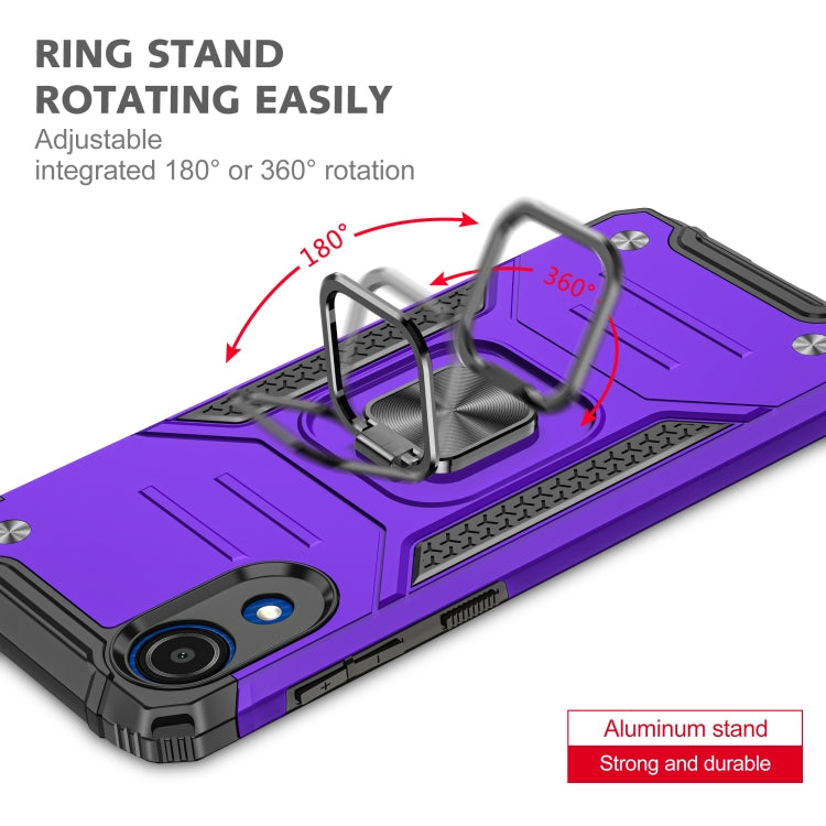 For Samsung Galaxy A03 Core Magnetic Armor Shockproof TPU + PC Phone Case with Metal Ring Holder