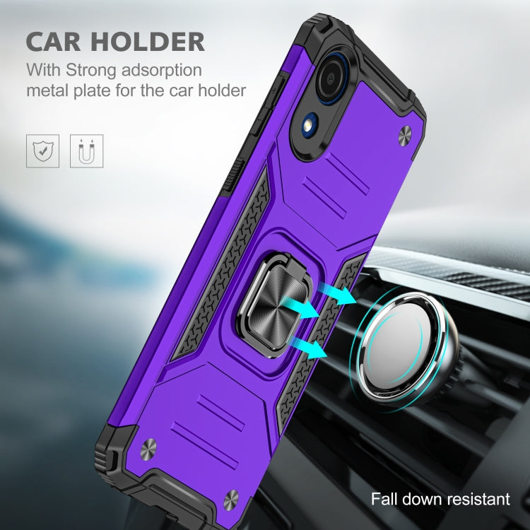 For Samsung Galaxy A03 Core Magnetic Armor Shockproof TPU + PC Phone Case with Metal Ring Holder