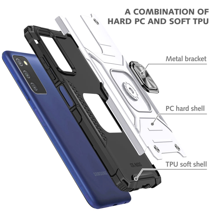 For Samsung Galaxy A03S US Edition Magnetic Armor Shockproof TPU + PC Phone Case with Metal Ring Holder