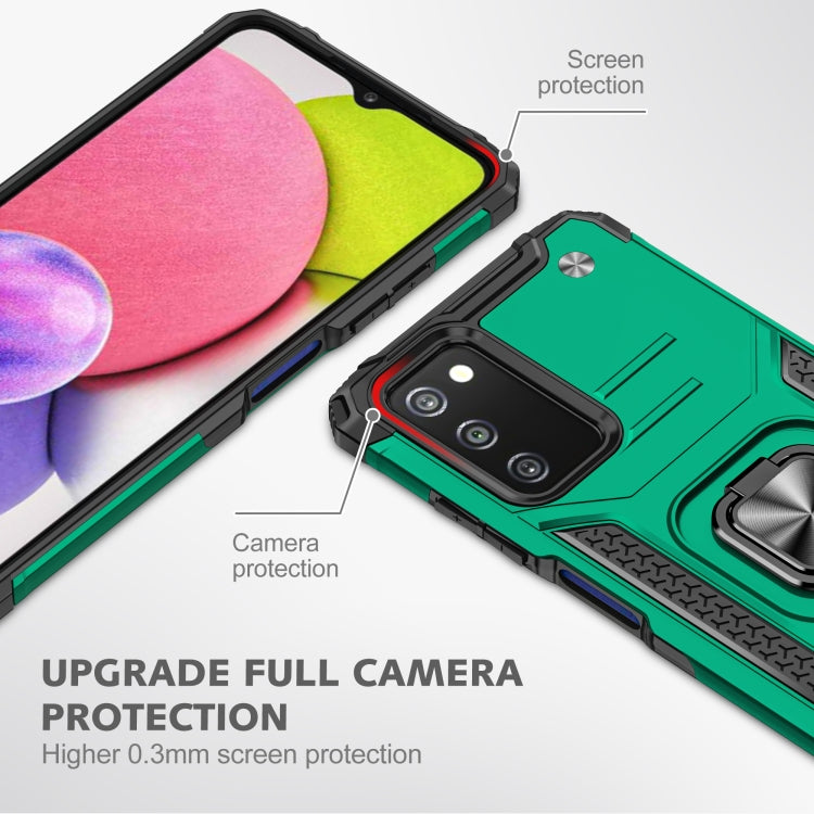 For Samsung Galaxy A03S US Edition Magnetic Armor Shockproof TPU + PC Phone Case with Metal Ring Holder