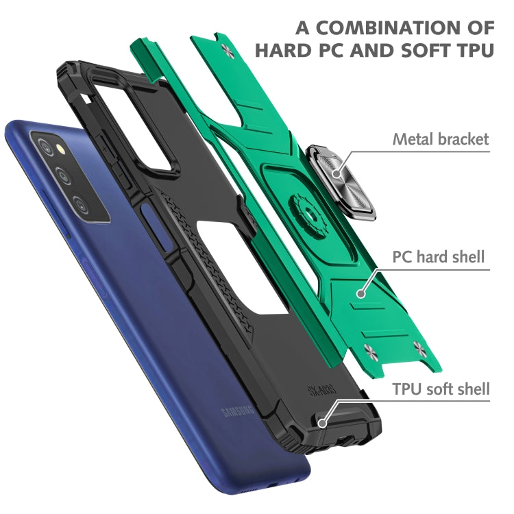For Samsung Galaxy A03S US Edition Magnetic Armor Shockproof TPU + PC Phone Case with Metal Ring Holder