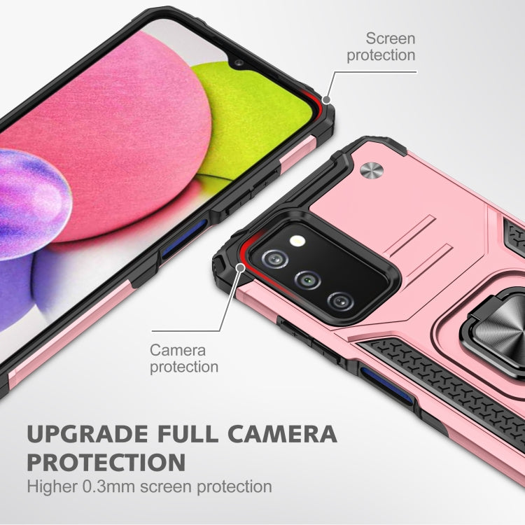 For Samsung Galaxy A03S US Edition Magnetic Armor Shockproof TPU + PC Phone Case with Metal Ring Holder