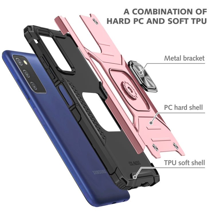 For Samsung Galaxy A03S US Edition Magnetic Armor Shockproof TPU + PC Phone Case with Metal Ring Holder