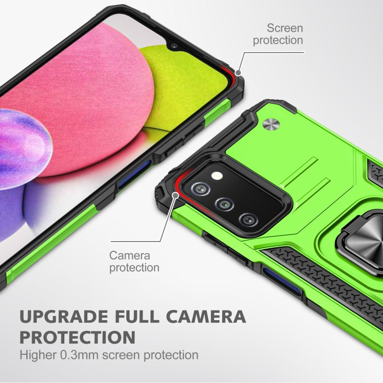 For Samsung Galaxy A03S US Edition Magnetic Armor Shockproof TPU + PC Phone Case with Metal Ring Holder