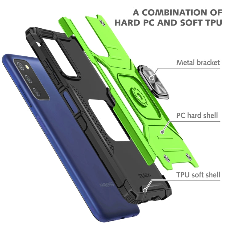 For Samsung Galaxy A03S US Edition Magnetic Armor Shockproof TPU + PC Phone Case with Metal Ring Holder