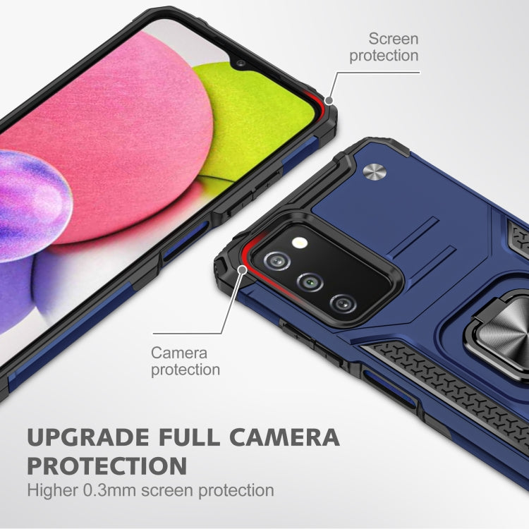 For Samsung Galaxy A03S US Edition Magnetic Armor Shockproof TPU + PC Phone Case with Metal Ring Holder