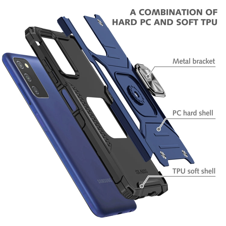 For Samsung Galaxy A03S US Edition Magnetic Armor Shockproof TPU + PC Phone Case with Metal Ring Holder