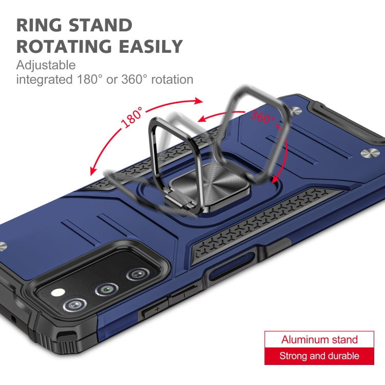 For Samsung Galaxy A03S US Edition Magnetic Armor Shockproof TPU + PC Phone Case with Metal Ring Holder