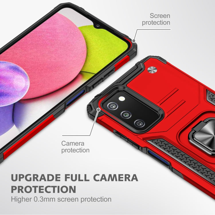 For Samsung Galaxy A03S US Edition Magnetic Armor Shockproof TPU + PC Phone Case with Metal Ring Holder