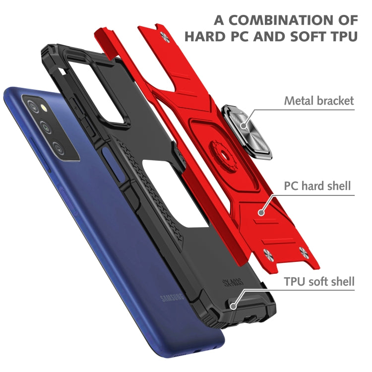For Samsung Galaxy A03S US Edition Magnetic Armor Shockproof TPU + PC Phone Case with Metal Ring Holder