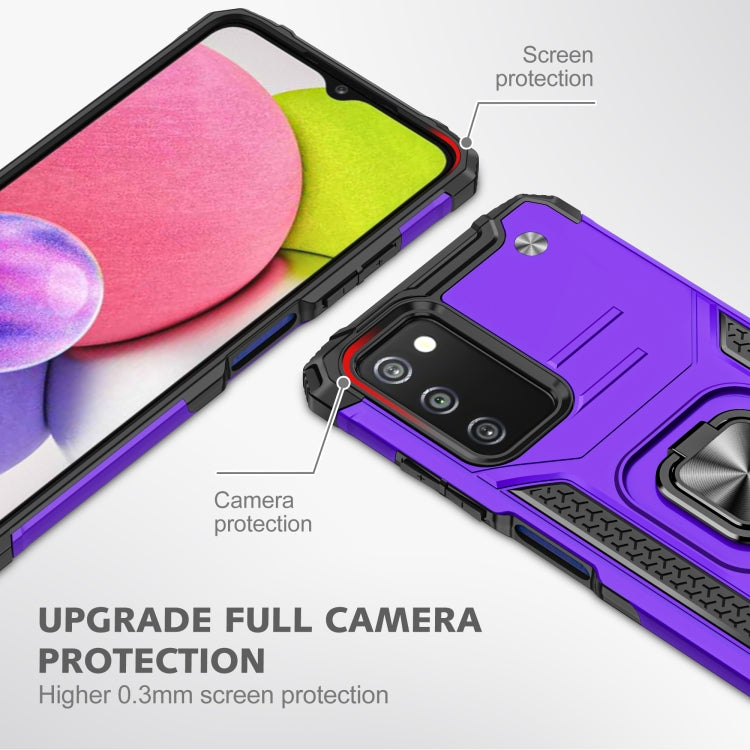 For Samsung Galaxy A03S US Edition Magnetic Armor Shockproof TPU + PC Phone Case with Metal Ring Holder