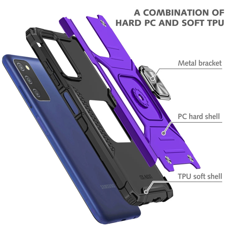For Samsung Galaxy A03S US Edition Magnetic Armor Shockproof TPU + PC Phone Case with Metal Ring Holder