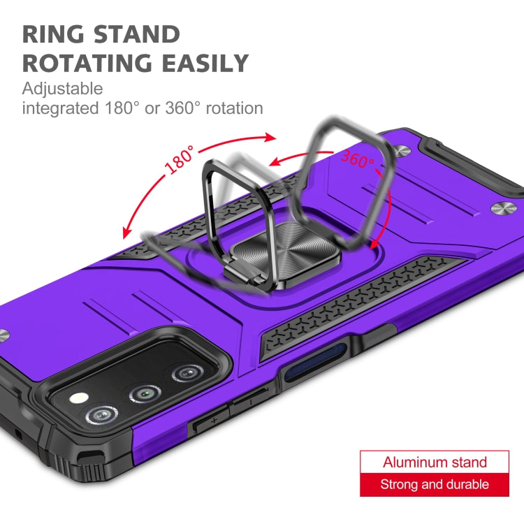 For Samsung Galaxy A03S US Edition Magnetic Armor Shockproof TPU + PC Phone Case with Metal Ring Holder