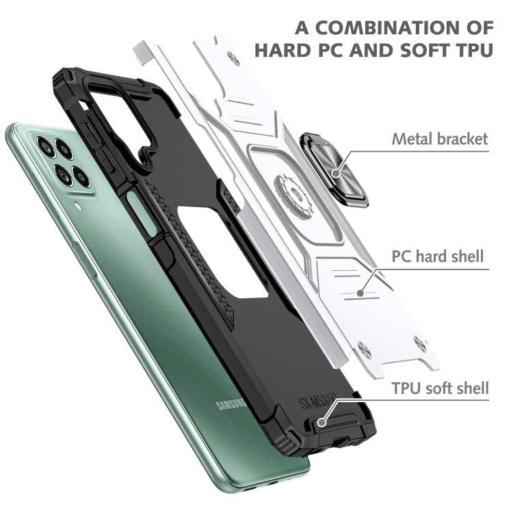 For Samsung Galaxy M53 Magnetic Armor Shockproof TPU + PC Phone Case with Metal Ring Holder