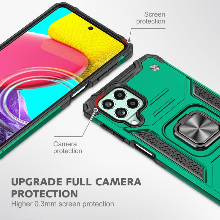 For Samsung Galaxy M53 Magnetic Armor Shockproof TPU + PC Phone Case with Metal Ring Holder