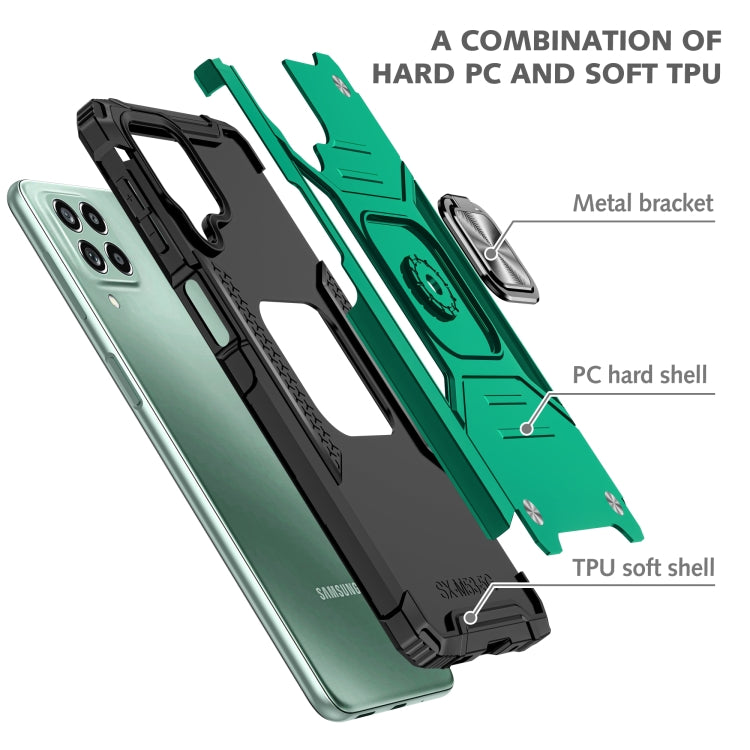 For Samsung Galaxy M53 Magnetic Armor Shockproof TPU + PC Phone Case with Metal Ring Holder