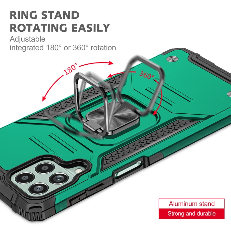 For Samsung Galaxy M53 Magnetic Armor Shockproof TPU + PC Phone Case with Metal Ring Holder