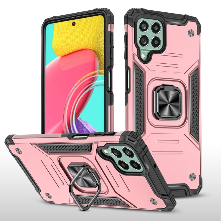 For Samsung Galaxy M53 Magnetic Armor Shockproof TPU + PC Phone Case with Metal Ring Holder