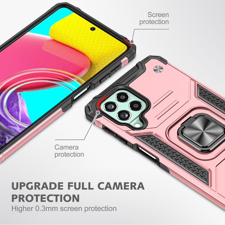 For Samsung Galaxy M53 Magnetic Armor Shockproof TPU + PC Phone Case with Metal Ring Holder